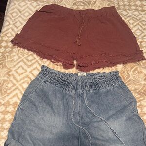 Easel maroon and Blue Jean Shorts